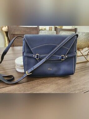 Ralph Lauren Navy Crossbody Bag with Gold Accents